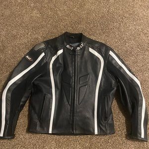 Bilt Racing Perforated Leather Motorcycle Jacket Size 44